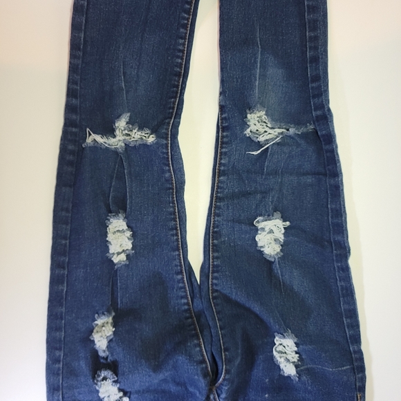 D Rock Jeans Distressed Dark Wash Embroidery - Picture 5 of 5